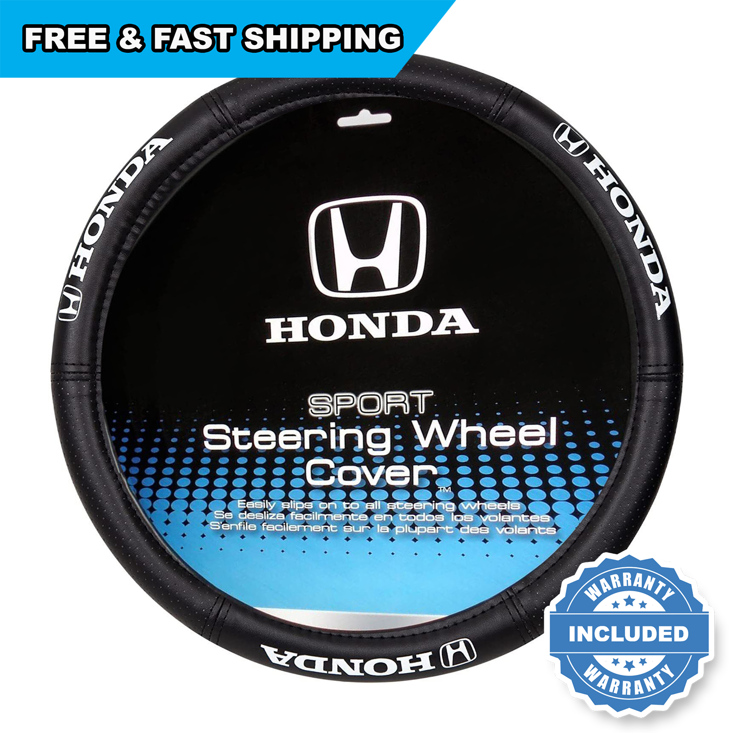 Honda Sport Grip Synthetic Leather Car/SUV/Truck Steering Wheel Cover New