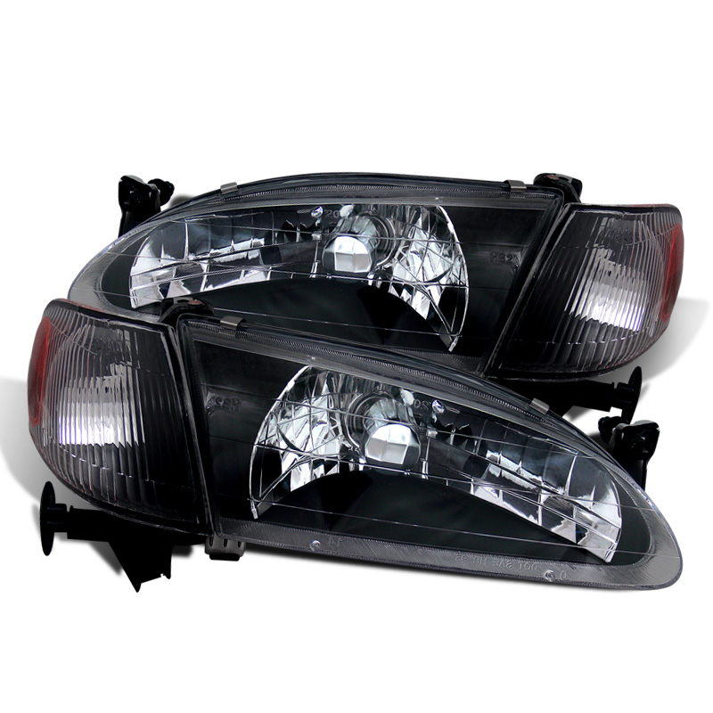 CG Fit Toyota Corolla 1998-00 Black Amber Crystal Headlights With