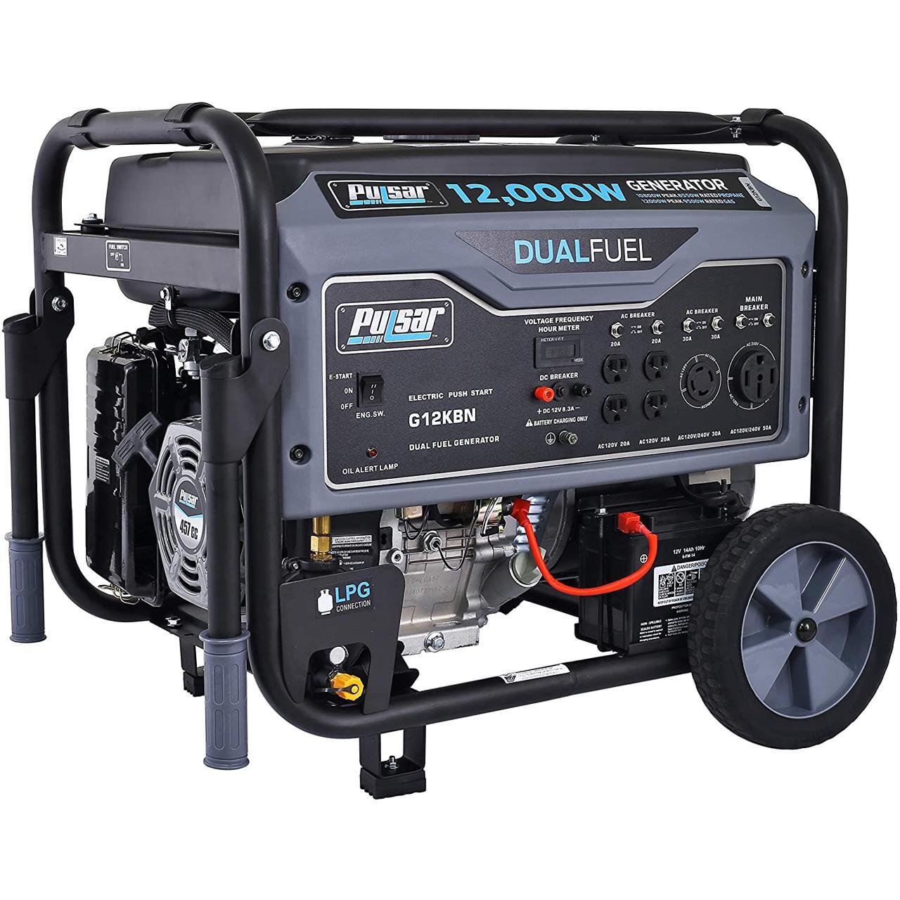Pulsar G12KBNSG Heavy Duty Portable Dual Fuel Generator, 12,000 Watt