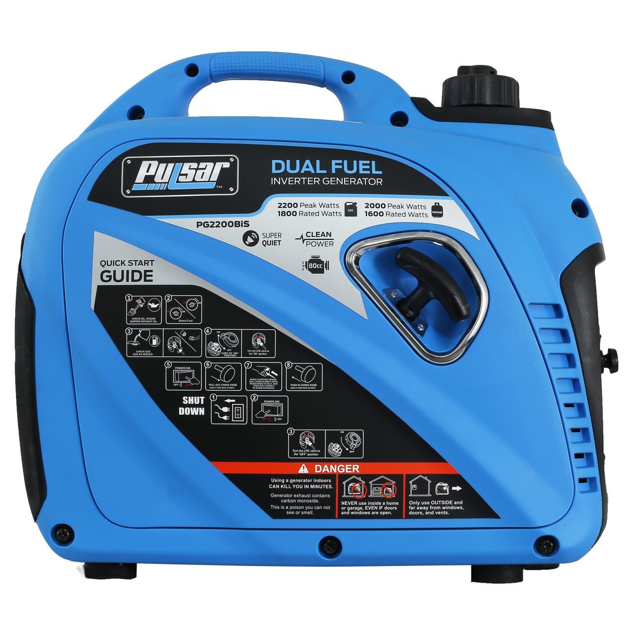 Pulsar 2,200W Portable Dual Fuel Quiet Inverter Generator with USB